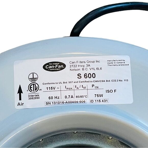 NIB Can Fan S600 6" Inline Fan 270 CFM - Picture 11 of 17